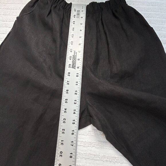 XiAO Womens High Rise Linen Pull-On Wide-Leg Cropped Pants Size Medium Black USA - Picture 6 of 7